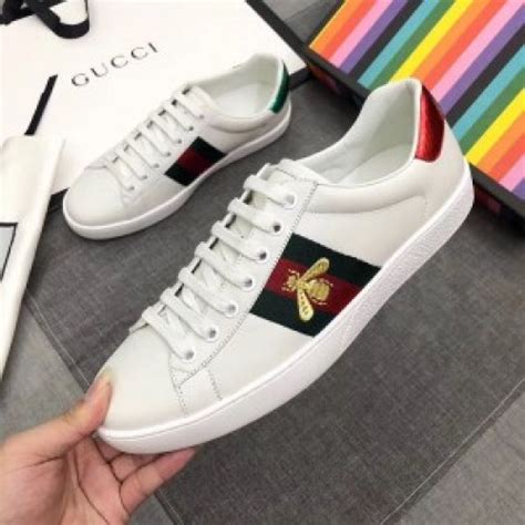 fake gucci shoes fashion bee white shoes